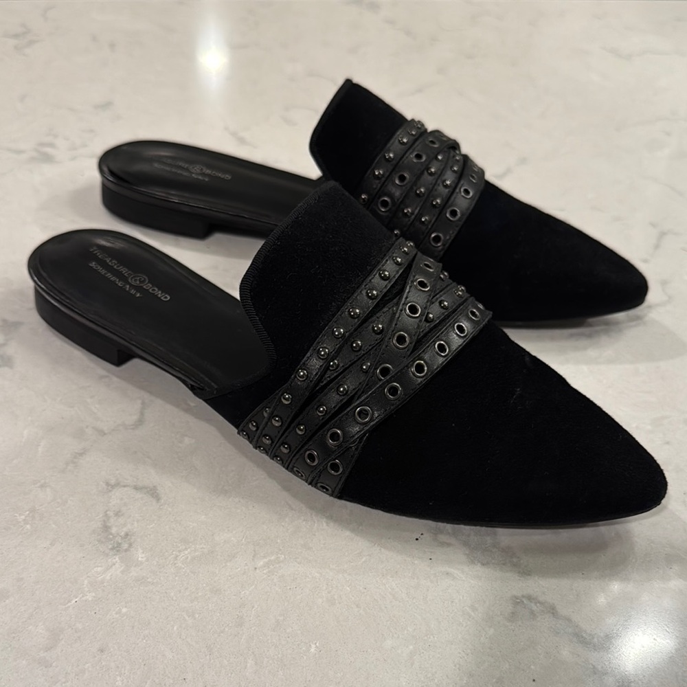 Black Studded Women's Mules